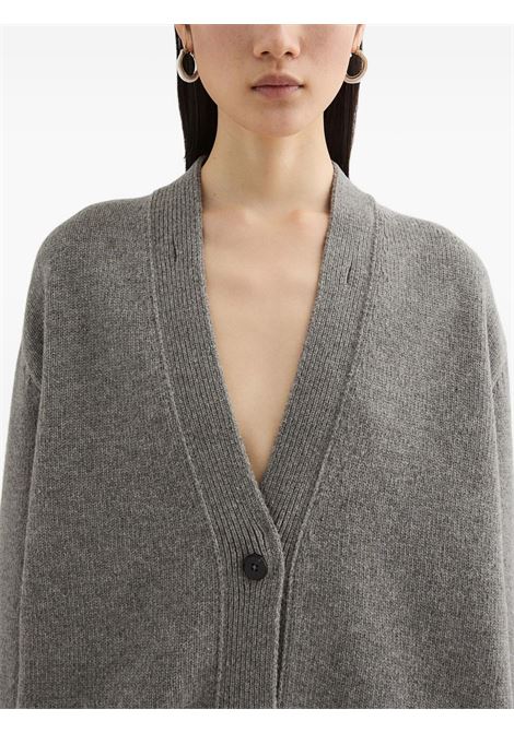 Cardigan lungo con scollo a V e collo in pelliccia in grigio Jil sander - donna JIL SANDER | J02HP0043J14512030